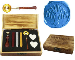 Cuttlefish Greyjoy Sealing Wax Seal Stamp Spoon Wax Stick Candle Wooden Gift Box Set