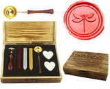 Dragonfly Sealing Wax Seal Stamp Spoon Wax Stick Candle Wooden Gift Box Set