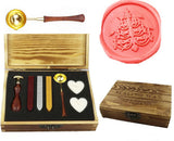 Candlestick Sealing Wax Seal Stamp Kit Melting Spoon Wax Stick Candle Wooden Book Gift Box Set