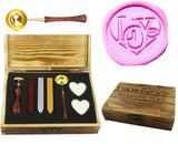 Love Heart Monogram Sealing Wax Seal Stamp Spoon Wax Stick Candle Wooden Gift Box Set