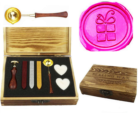 Gift Box Symble Sealing Wax Seal Stamp Spoon Wax Stick Candle Wooden Gift Box Set