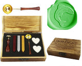 Fish Salmo House Tully Sealing Wax Seal Stamp Spoon Wax Stick Candle Wooden Gift Box Set