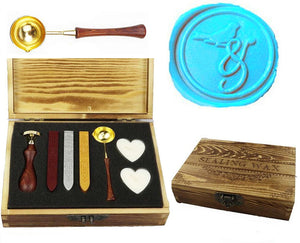 Bird On & Sealing Wax Seal Stamp Kit Melting Spoon Wax Stick Candle Wooden Book Gift Box Set
