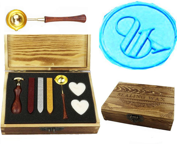 Ampersand And wedding Sealing Wax Seal Stamp Kit Melting Spoon Wax Stick Candle Wooden Book Gift Box Set