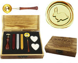 Rabbit Sealing Wax Seal Stamp Spoon Wax Stick Candle Wooden Gift Box Set