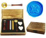 Feather Cross Sealing Wax Seal Stamp Spoon Wax Stick Candle Wooden Gift Box Set