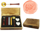 Bee Wreath Sealing Wax Seal Stamp Kit Melting Spoon Wax Stick Candle Wooden Book Gift Box Set