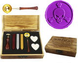 Bone Skull Sealing Wax Seal Stamp Kit Melting Spoon Wax Stick Candle Wooden Book Gift Box Set