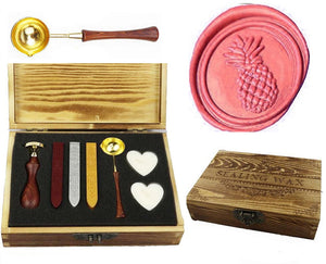 Pineapple Sealing Wax Seal Stamp Spoon Wax Stick Candle Wooden Gift Box Set