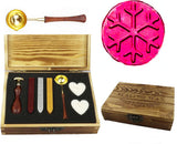 Christmas Snowflake Sealing Wax Seal Stamp Kit Melting Spoon Wax Stick Candle Wooden Book Gift Box Set