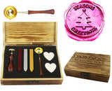 Seansons Greetings Christmas Tree Star Sealing Wax Seal Stamp Spoon Stick Candle Wooden Gift Box Set