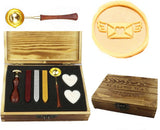Love Heart letter Wings Sealing Wax Seal Stamp Spoon Wax Stick Candle Wooden Gift Box Set
