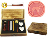 Greyhound Whippet Dog Sealing Wax Seal Stamp Spoon Wax Stick Candle Wooden Gift Box Set