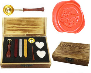 Lips Sealing Wax Seal Stamp Spoon Wax Stick Candle Wooden Gift Box Set