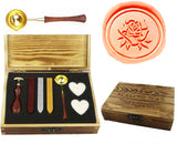 Romance Rose Sealing Wax Seal Stamp Spoon Wax Stick Candle Wooden Gift Box Set
