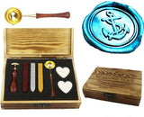 Anchors Sealing Wax Seal Stamp Kit Melting Spoon Wax Stick Candle Wooden Book Gift Box Set
