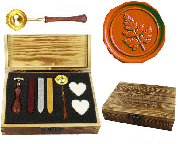 Tree Sealing Wax Seal Stamp Spoon Stick Candle Wooden Gift Box Set