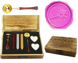 Fishbone Fish Fossil Sealing Wax Seal Stamp Spoon Wax Stick Candle Wooden Gift Box Set