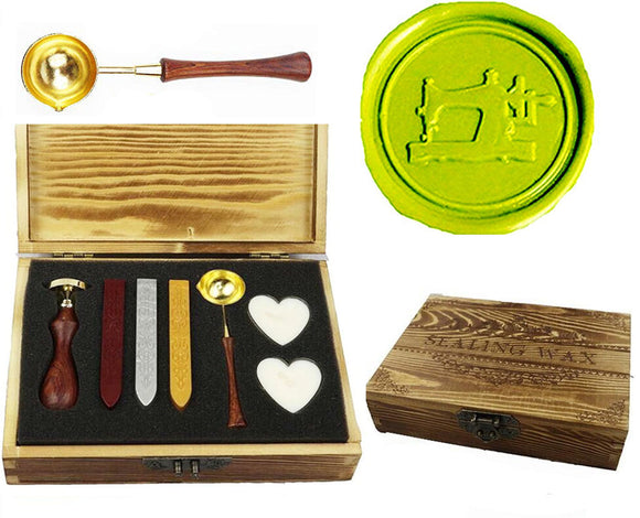 Sewing Machine Sealing Wax Seal Stamp Spoon Stick Candle Wooden Gift Box Set
