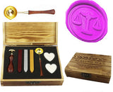Libra Balance Sealing Wax Seal Stamp Spoon Wax Stick Candle Wooden Gift Box Set