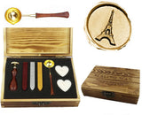 The Eiffel Tower Sealing Wax Seal Stamp Spoon Stick Candle Wooden Gift Box Set