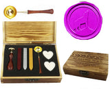 Wolf On Mountain Sealing Wax Seal Stamp Spoon Stick Candle Wooden Gift Box Set