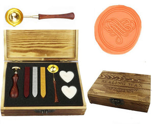 Filigree Heart Sealing Wax Seal Stamp Spoon Wax Stick Candle Wooden Gift Box Set