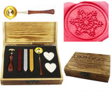 Snowflake Sealing Wax Seal Stamp Spoon Wax Stick Candle Wooden Gift Box Set