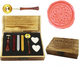 Flower Sealing Wax Seal Stamp Spoon Wax Stick Candle Wooden Gift Box Set