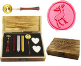Deer Sealing Wax Seal Stamp Spoon Wax Stick Candle Wooden Book Gift Box Set