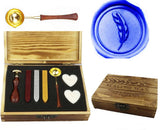 Feather Sealing Wax Seal Stamp Spoon Wax Stick Candle Wooden Gift Box Set