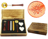 Bee Sealing Wax Seal Stamp Kit Melting Spoon Wax Stick Candle Wooden Book Gift Box Set