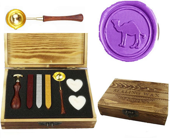 Cactus Sealing Wax Seal Stamp Kit Melting Spoon Wax Stick Candle Wooden Book Gift Box Set