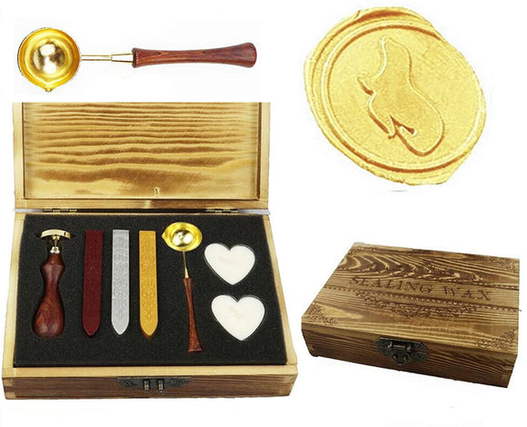Sea Lion Sealing Wax Seal Stamp Spoon Stick Candle Wooden Gift Box Set