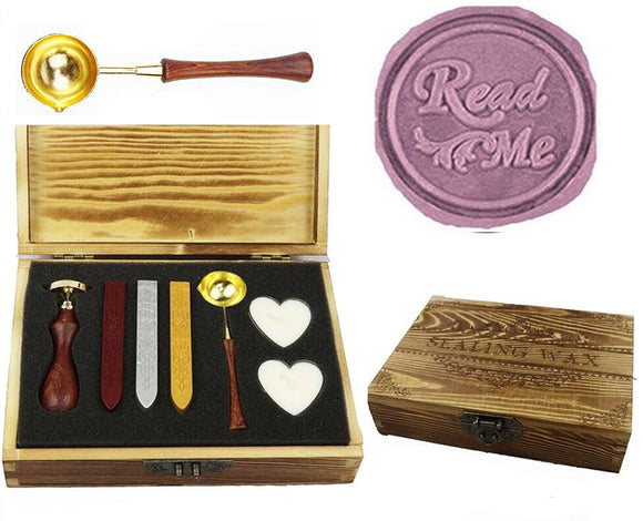 Read Me Sealing Wax Seal Stamp Spoon Wax Stick Candle Wooden Gift Box Set