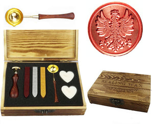 Phoenix Sealing Wax Seal Stamp Spoon Wax Stick Candle Wooden Gift Box Set