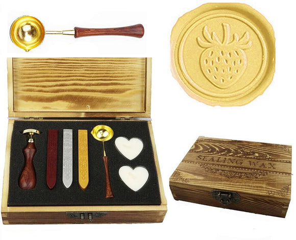 Strawberry Sealing Wax Seal Stamp Spoon Stick Candle Wooden Gift Box Set