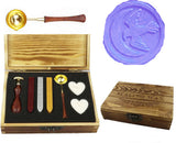 Eagle Moon Sealing Wax Seal Stamp Spoon Wax Stick Candle Wooden Gift Box Set