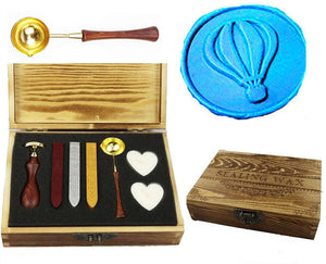 Balloon Sealing Wax Seal Stamp Kit Melting Spoon Wax Stick Candle Wooden Book Gift Box Set