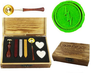 Lightning Sealing Wax Seal Stamp Spoon Wax Stick Candle Wooden Gift Box Set
