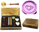 Diamond Sealing Wax Seal Stamp Spoon Wax Stick Candle Wooden Book Gift Box Set