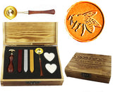 Bee Sealing Wax Seal Stamp Kit Melting Spoon Wax Stick Candle Wooden Book Gift Box Set