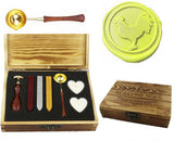 Rooster Cock Sealing Wax Seal Stamp Spoon Wax Stick Candle Wooden Gift Box Set