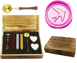 Swallow Sealing Wax Seal Stamp Stick Candle Wooden Gift Box Set
