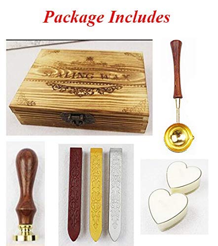 Vintage Heart Letter Envelope Sealing Wax Seal Stamp Kit Melting Spoon Wax  Stick Candle Wooden Book Gift Box Set Wedding Invitation Embellishment  Holiday Card Gift Wrap Package Gift Idea Seal Stamp Set –