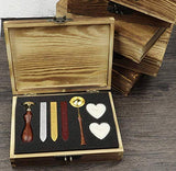 Heart Letter Envelope Sealing Wax Seal Stamp Spoon Wax Stick Candle Wooden Gift Box Set