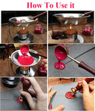 Cherry Leaf Sealing Wax Seal Stamp Wood Handle Melting Spoon Wax Stick Candle Gift Book Box kit