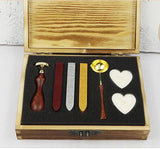 Bee Sealing Wax Seal Stamp Kit Melting Spoon Wax Stick Candle Wooden Book Gift Box Set