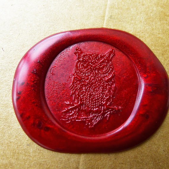 Vintage owl Wax Seal Stamp/ Gold Plated owl invitation logo/Christmas invitaton stamp WS032