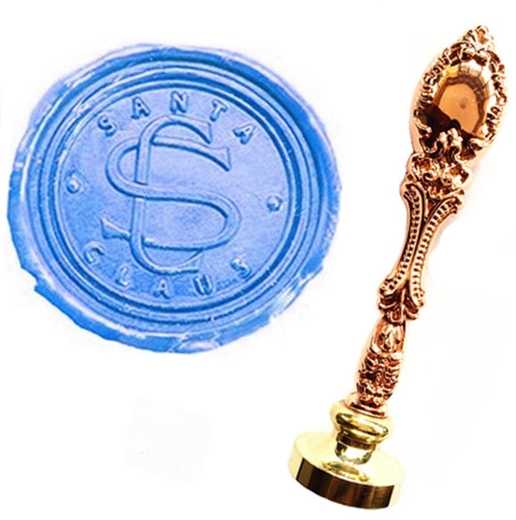 MDLG Vintage Santa Claus Christmas Gift Custom Picture Logo Luxury Wax Seal Sealing Stamp Brass Peacock Metal Handle Gift Set